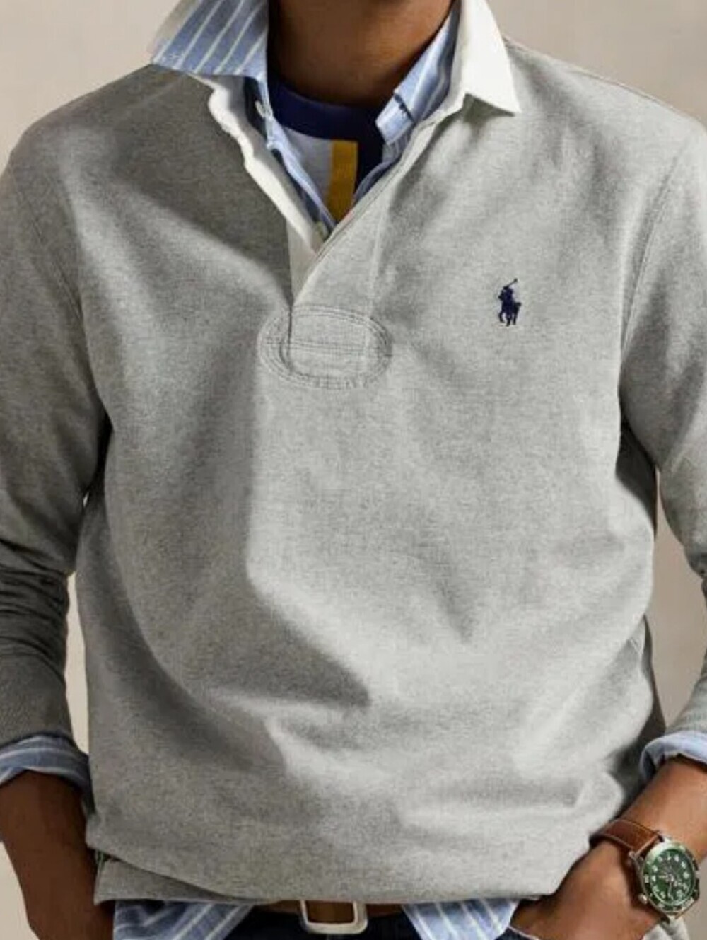 Polo Ralph Lauren Rugby Shirt Mens XXL TTG Classic Fit Gray Long Sleeve